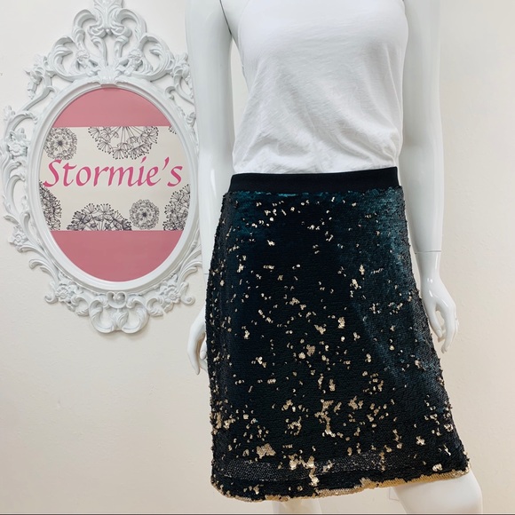 Mark / Gold Green Sequin Skirt - Picture 2 of 8